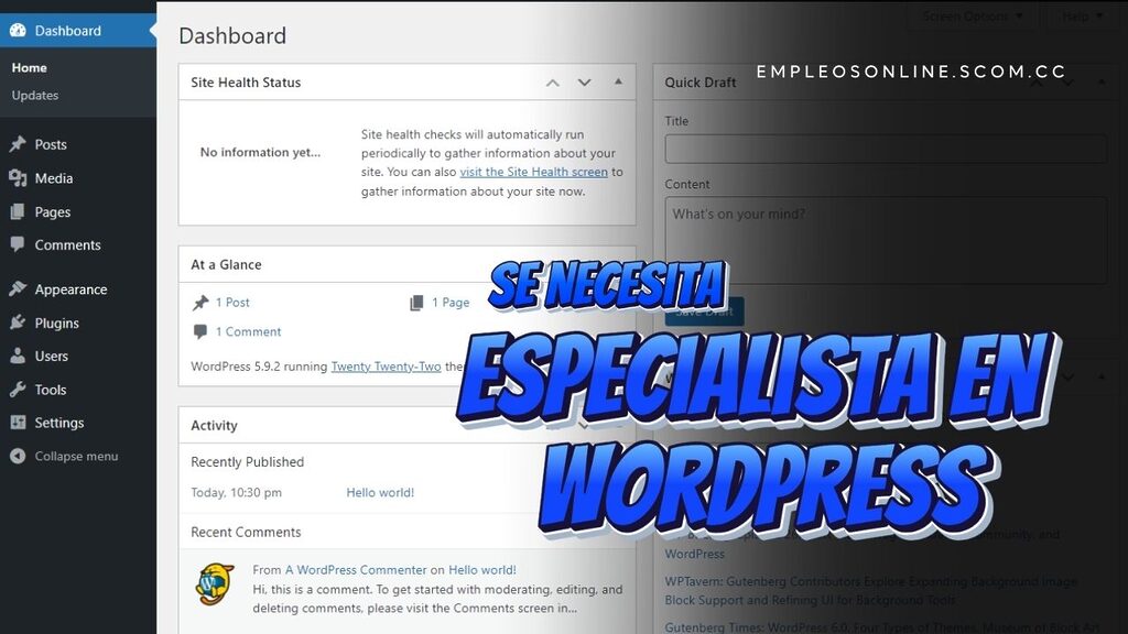 Trabajo de Especialista en WordPress 5 EmpleosOnline.scom.cc Trabajo de Especialista en WordPress